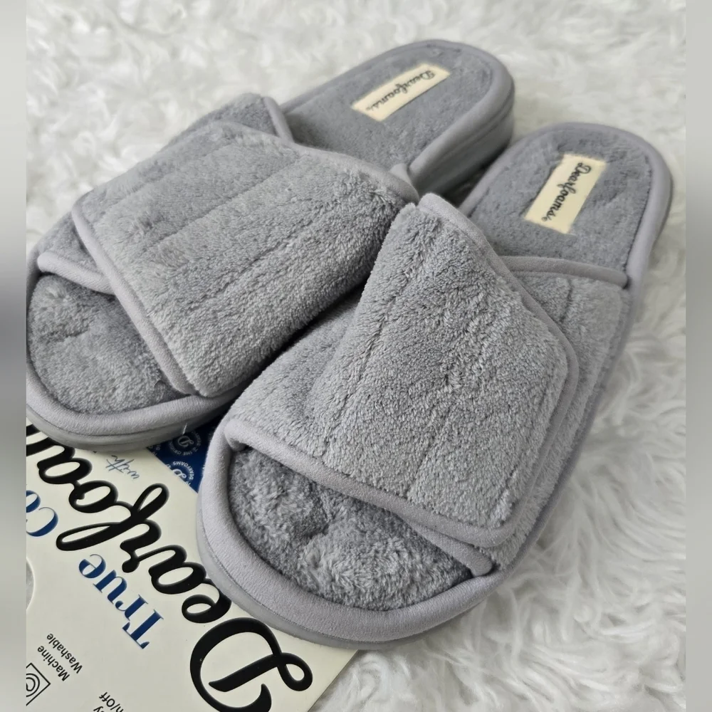 Dearfoams Women's Mickey Terry Adjustable Slide House Slipper. colorsleet. - Picture 3 of 7